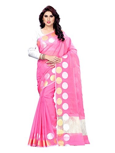 Sari de seda Kancheepuram rosa y blanco