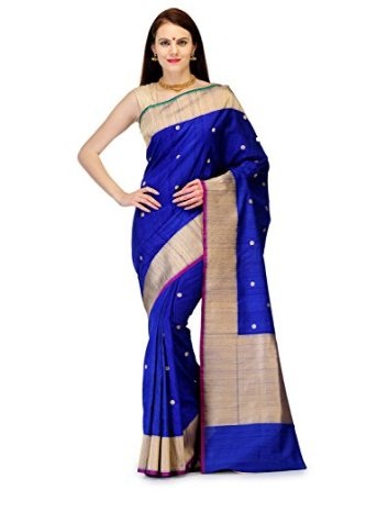 Ropa de fiesta azul Sari de seda Banarasi