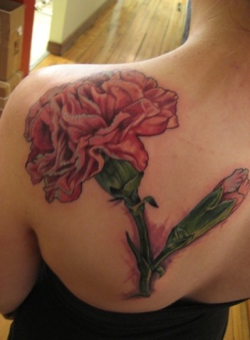 Fiore rosa rosso per la schiena