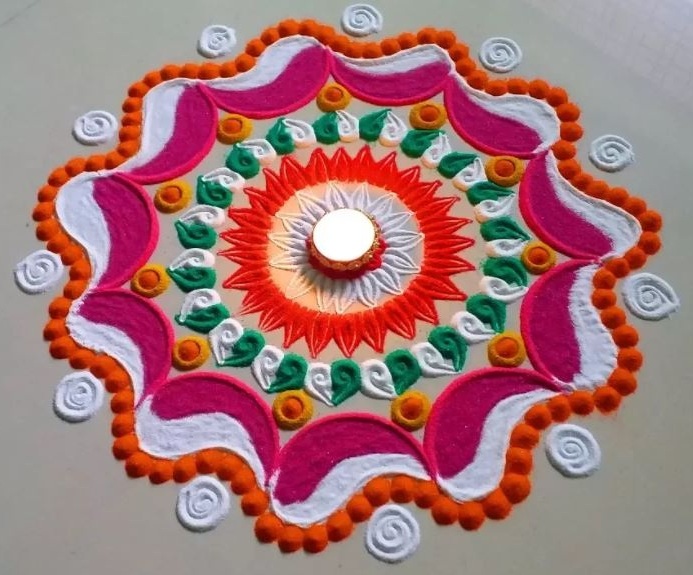Bricolaje: Cómo hacer diseños Rangoli en el piso, paso a paso, con colores