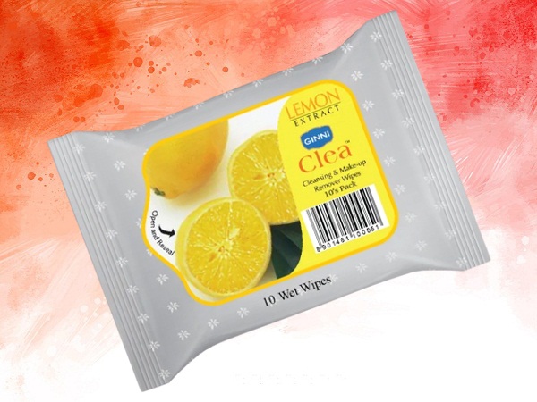Ginni Clea Limpiador & amp; Toallitas húmedas desmaquillantes con limón