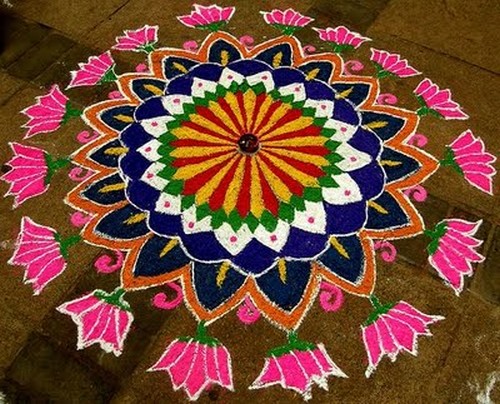 Diseños de Lotus Rangoli para Pooja