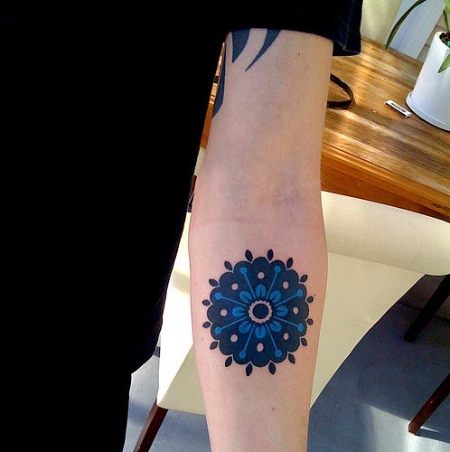 Tatuaje De Mandala Azul