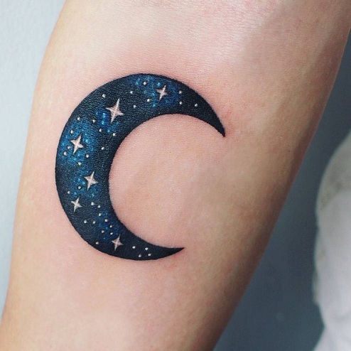 Tatuaje Creativo Luna Azul