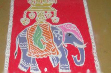 Pequeño elefante Rangoli