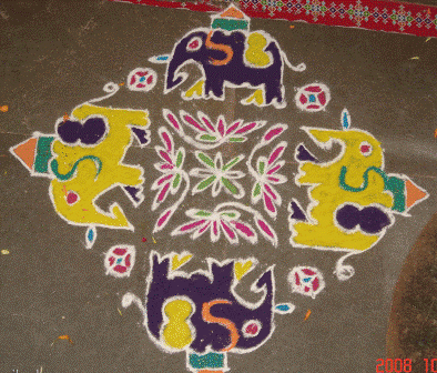 Diseño simple de elefante Rangoli