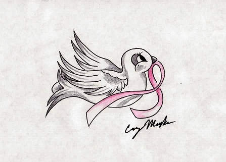 Diseño optimista del tatuaje del cáncer de mama