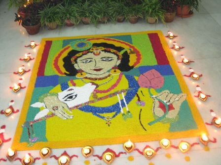 Krishna Rangoli Design per Diwali