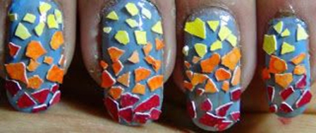 Uñas de mosaico Ombre con cáscaras de huevo