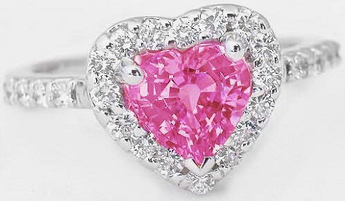 Anello con diamante zaffiro rosa a forma di cuore