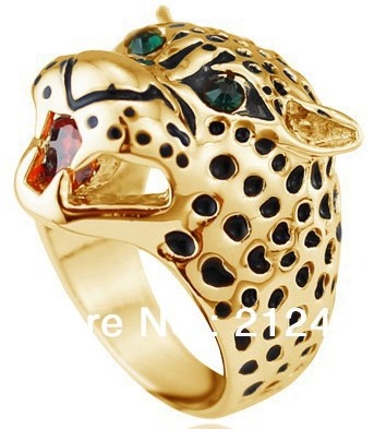 Anillo de oro con diseño de leopardo para hombre