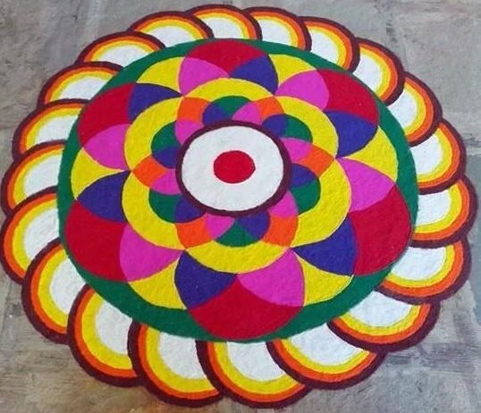 Diseño colorido de Rangoli 3D