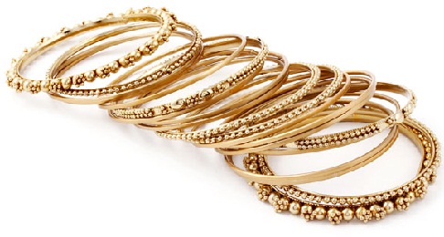 Set di bracciali laminati in oro con design antico
