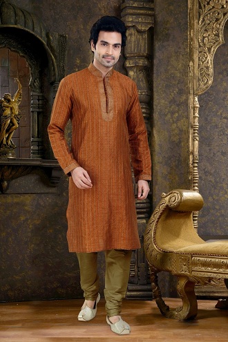 Abbigliamento etnico arancione Kurta per Diwali