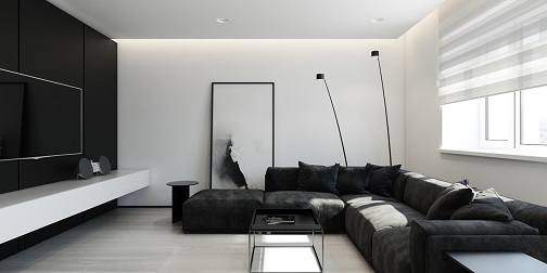 Design d'interni in bianco e nero