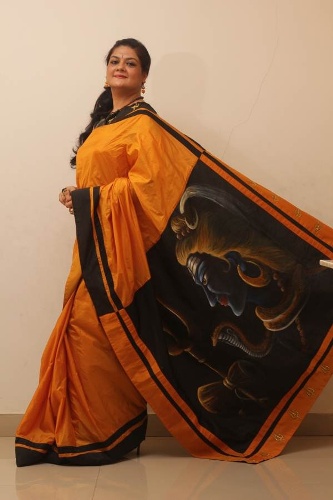 Diseños de pintura Sari impresión de Lord Shiva