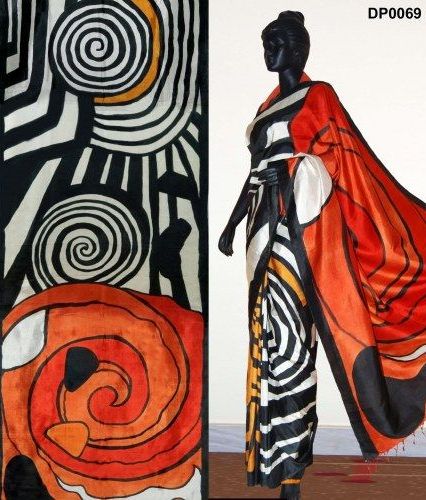 Diseños de pintura sari vistas en espiral