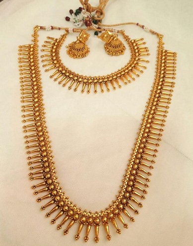 Conjunto de collar de joyería de templo de estilo largo artificial