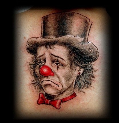 Diseño de tatuaje de payaso de cara llorando