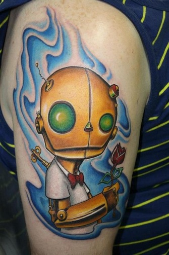 Divertente disegno del tatuaggio del robot