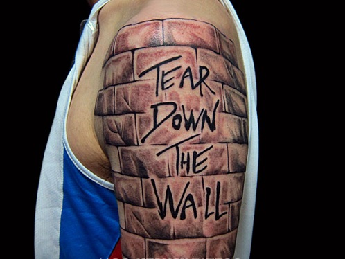 Diseño de tatuaje de trabajo de pared de piedra