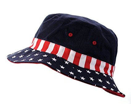 Sombreros de cubo de rayas y estrellas patrióticas estadounidenses