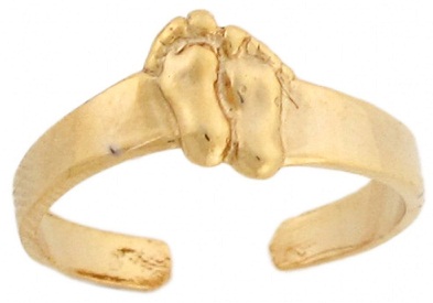 Anello di punta in oro 14 K con stampa del piede di design