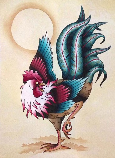 Spettacolare disegno del tatuaggio del gallo