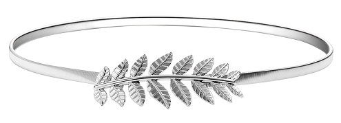 Cinturón de metal plateado con diseño de hojas