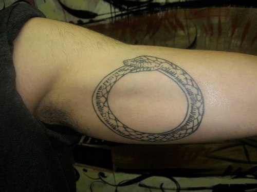 Un serpente che si mangia la coda tatuaggio