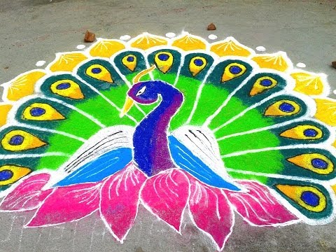 Diseños hindúes de Rangoli: el pavo real salva el día