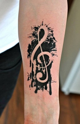 Disegno del tatuaggio ad acquerello musicale