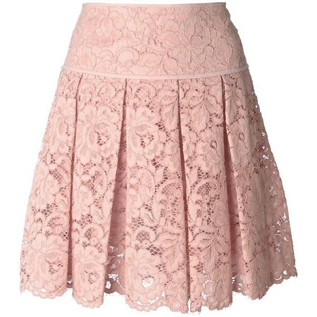 Falda plisada de encaje color rosa transparente