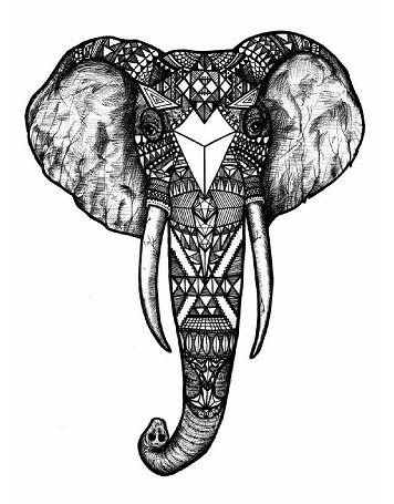Potente tatuaje tribal de elefante africano