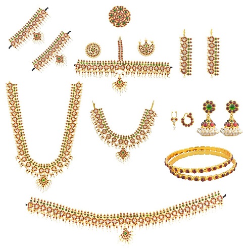 10 pezzi di gioielli del tempio Bharatanatyam