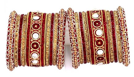 Conjuntos de brazaletes de novia gujarati y rajasthani