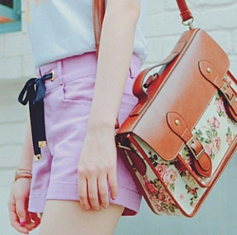 Bolso satchel con bordado floral para mujer