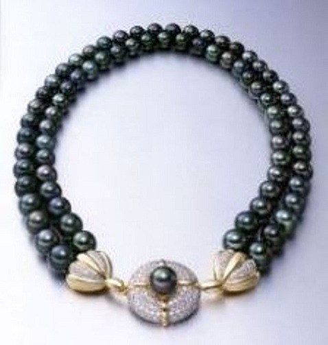 Collana giapponese di perle nere Akoya