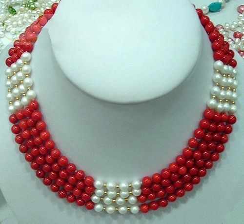 Collana di perle di corallo rosso