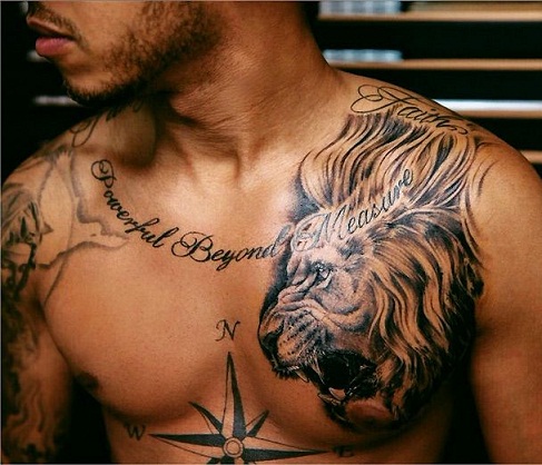 Tatuaje de hueso de cuello con patrón de león