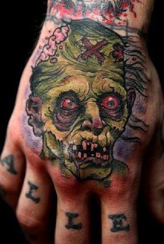 Diseño de tatuaje de zombi verde