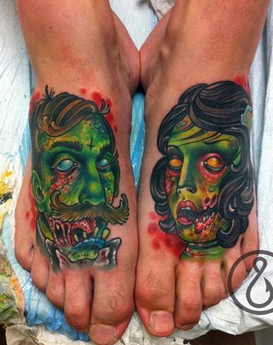 Diseño de tatuaje de parejas zombies