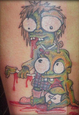 Atractivo diseño de tatuaje de zombi