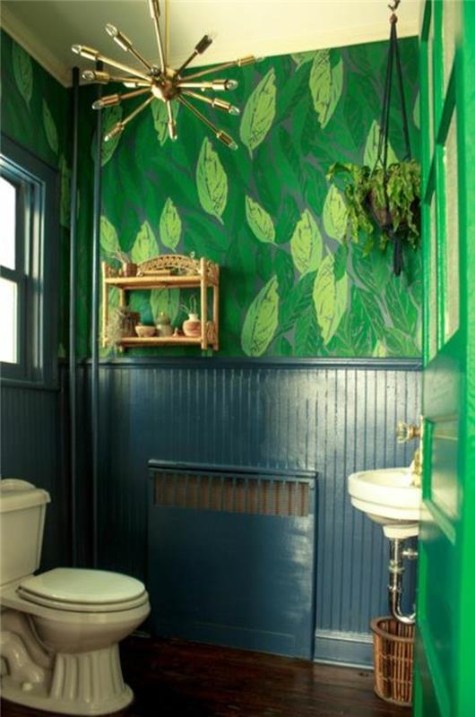 עיצוב קיר אמבטיה מחדש עיצוב ירוק כחול
