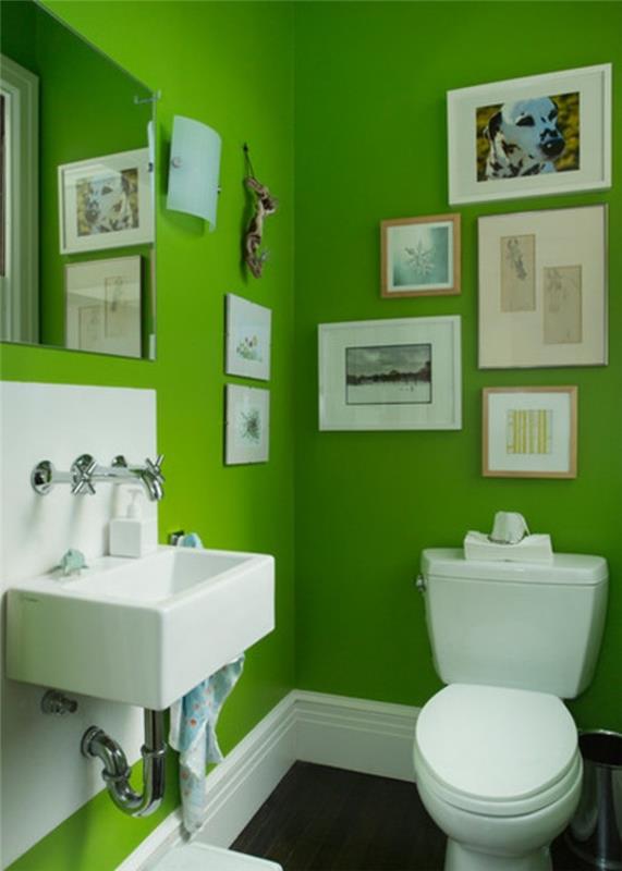 עיצוב קיר אמבטיה מחדש בצבע ירוק