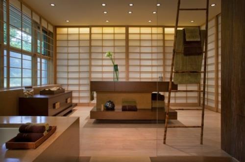 חדרי אמבטיה מעוצבים בסגנון אסיאתי-ריהוט עץ