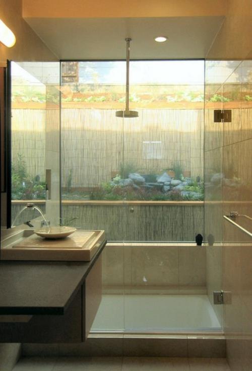 חדרי אמבטיה מעוצבים בסגנון אסיאתי-פרטיות-מסך-זכוכית-סביבה-טבע