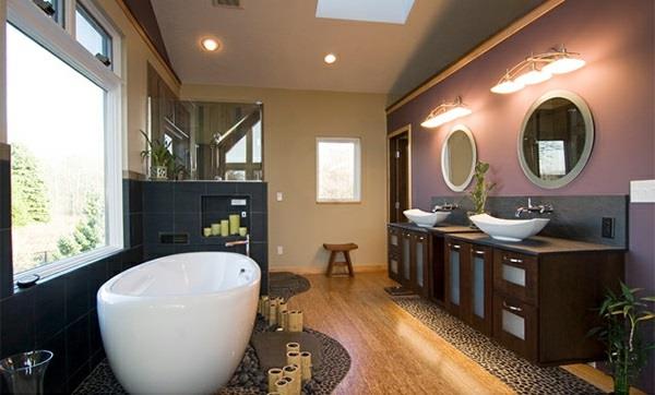 חדר אמבטיה ממראה אסיה מעץ בהיר