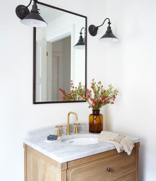 חדר אמבטיה מנורת מראת יהירות פינתית מפרחת פרטי חדר חשובים