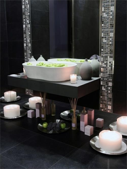 צבעי אמבטיה מעצבים אריחי אמבטיה שחורים
